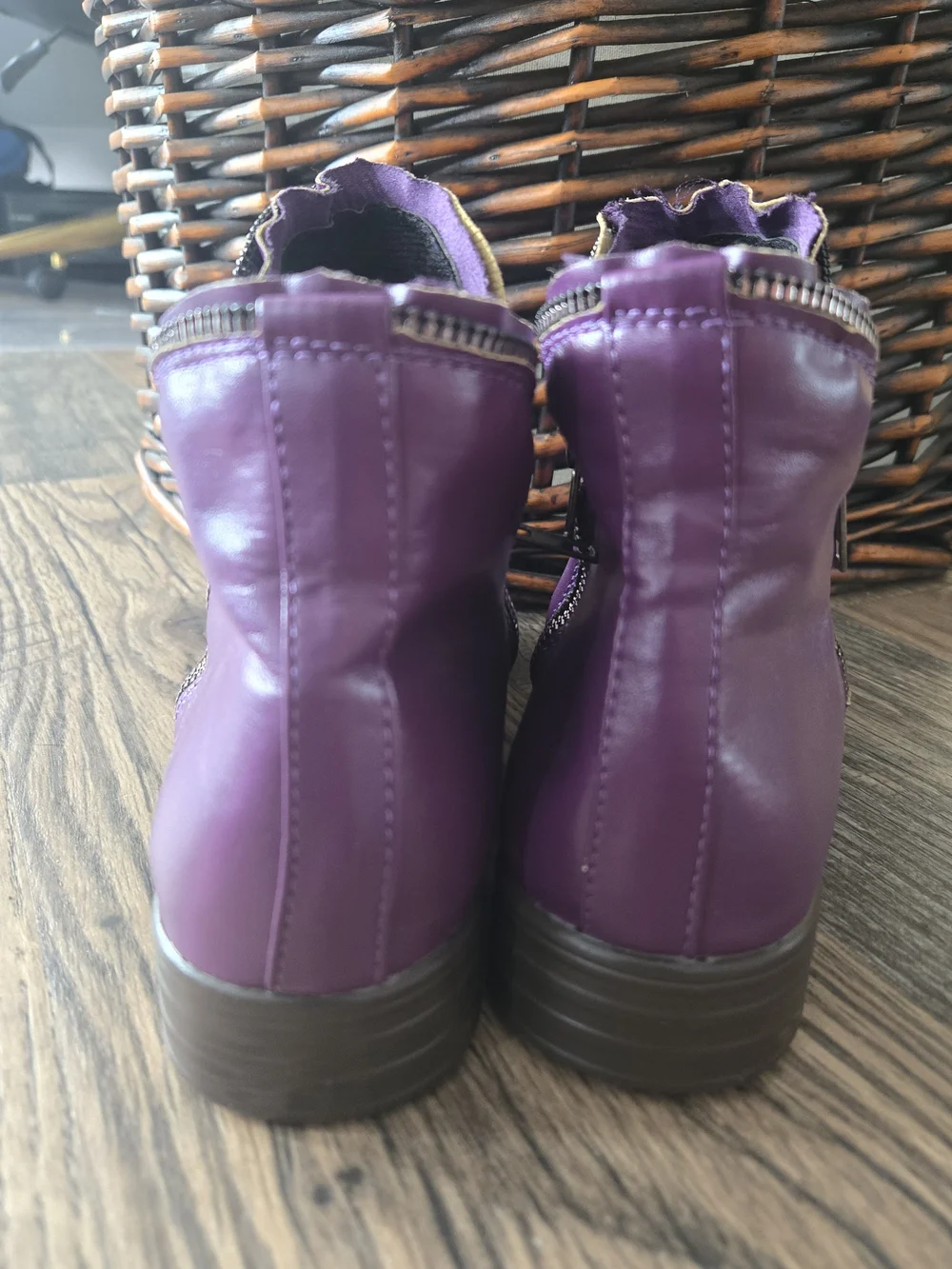 Women's Purple Ankle Boots with Side Zipper